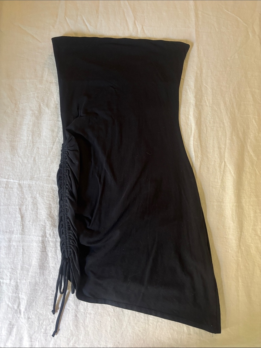 Z Supply Black Strapless Ruched Side Mini Dress